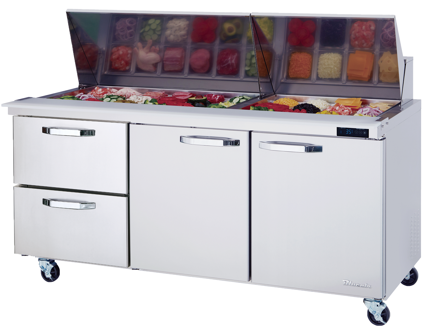 Blue Air  72" Wide 2 Drawer Mega Top Sandwich Prep Table - BLMT72-D2M-HC