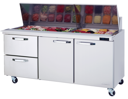 Blue Air  72" Wide 2 Drawer Mega Top Sandwich Prep Table - BLMT72-D2M-HC