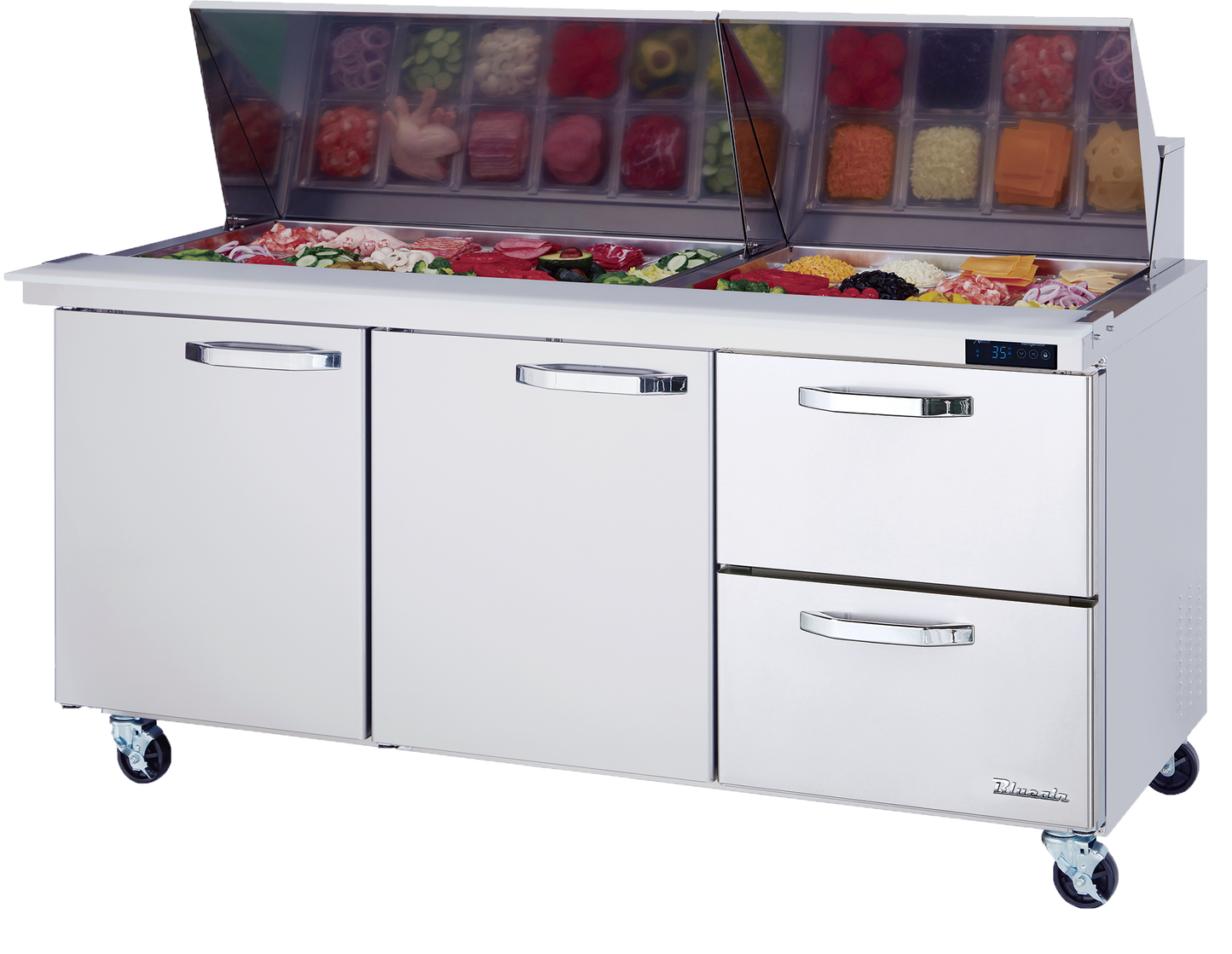 Blue Air  72" Wide 2 Drawer Mega Top Sandwich Prep Table - BLMT72-D2M-HC