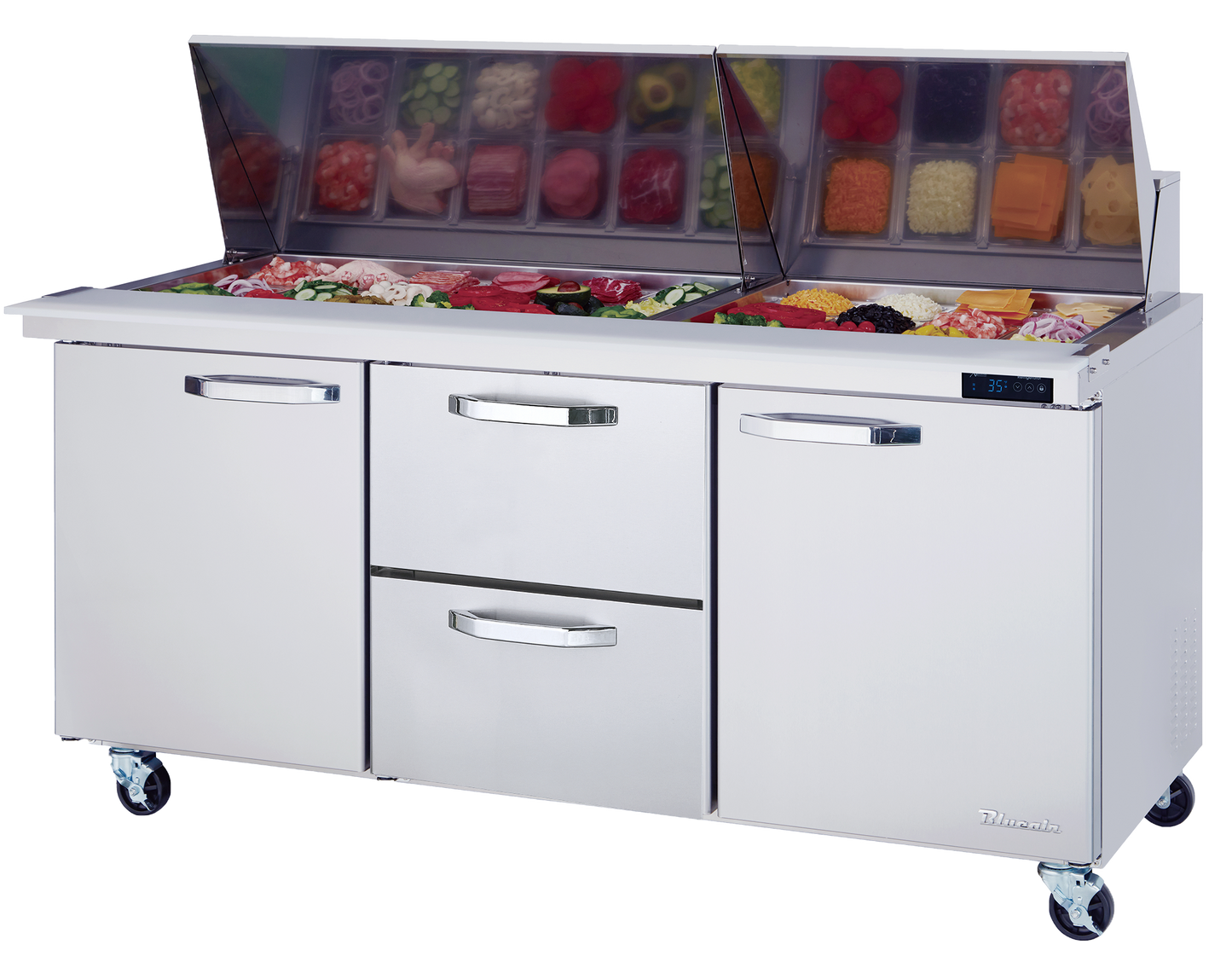 Blue Air  72" Wide 2 Drawer Mega Top Sandwich Prep Table - BLMT72-D2M-HC