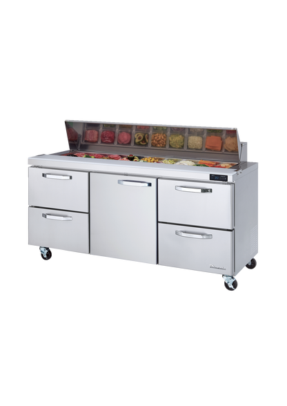 Blue Air BLPT72-D4RL-HC | 72" Wide 4 Drawer Sandwich Prep Table - BLPT72-D4RL-HC