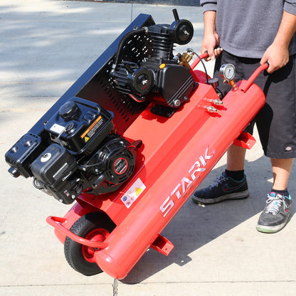 Stark USA 10 Gallons 6.5 HP Portable Gas-Powered Twin Stack Air Compressor Tank - 65152