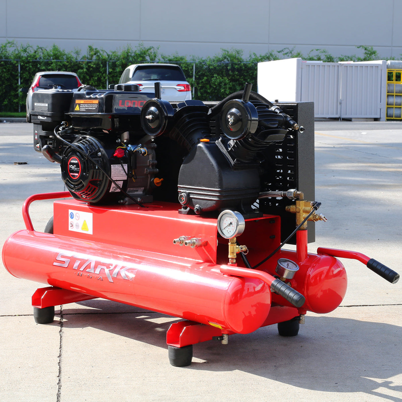 Stark USA 10 Gallons 6.5 HP Portable Gas-Powered Twin Stack Air Compressor Tank - 65152