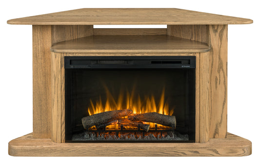 QW Amish Shelburn Corner Fireplace w/ Media Opening - 195G-655