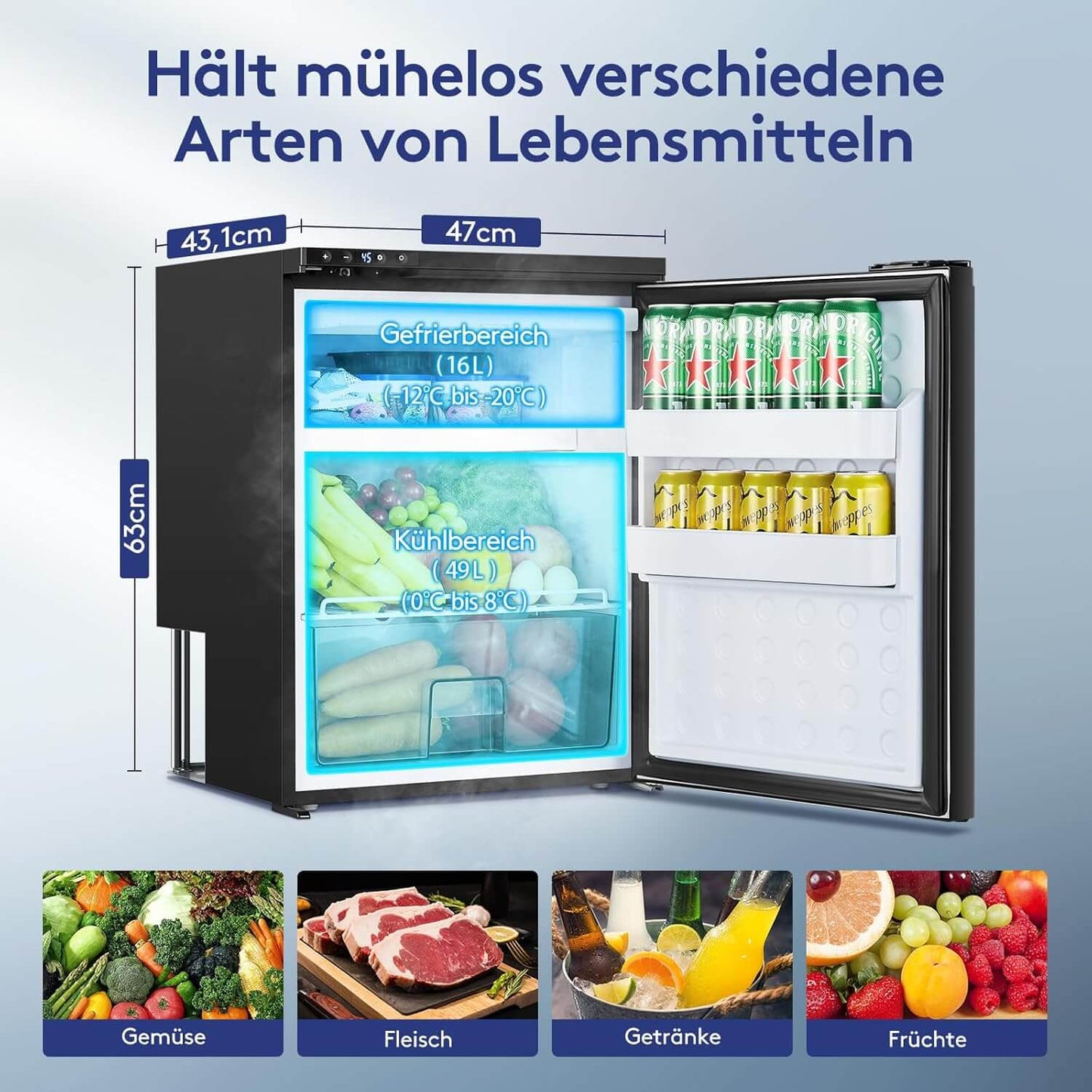 AOBOSI RV Refrigerater Copressor Fridge 65L/83L - CR65