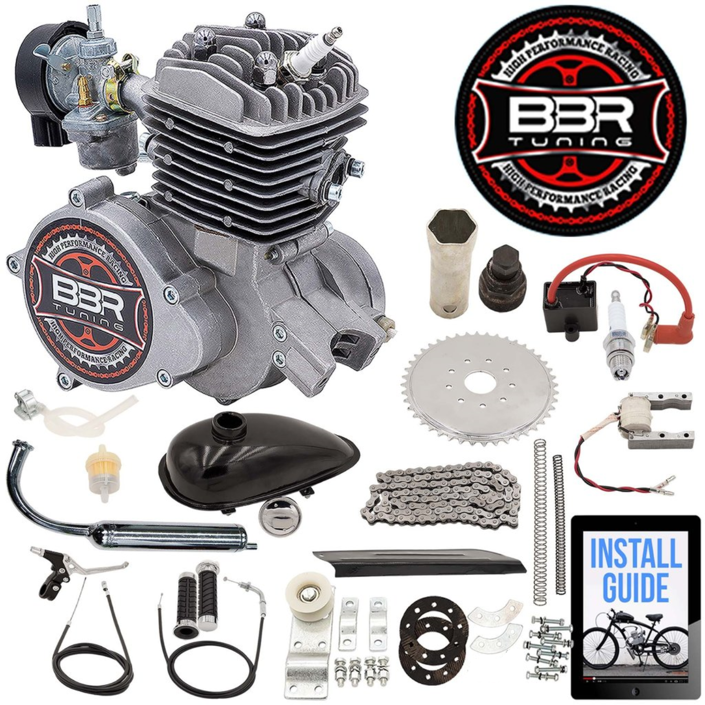 Tracer 26 Inch Men's Ace Beach Cruiser + BBR Tuning 2-Stroke Engine - STK-BEK80-S + MB-TOUCH-M-MBK