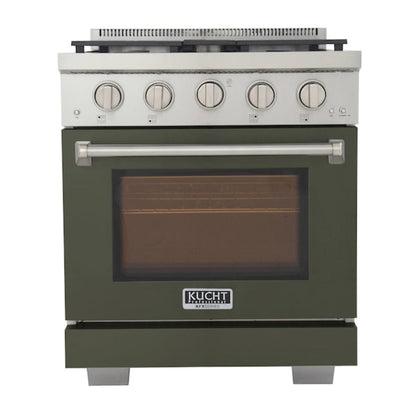 Kucht Professional 30" 4.2 cu. ft. Natural Gas Range in Olive Green with Silver Accents -  KFX300-G