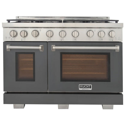 Kucht Professional 48" 6.7 cu. ft. Propane Gas Range in Cement Gray with True Simmer Burners, KFX4800X/LP-GY - KFX4800X/LP-GY
