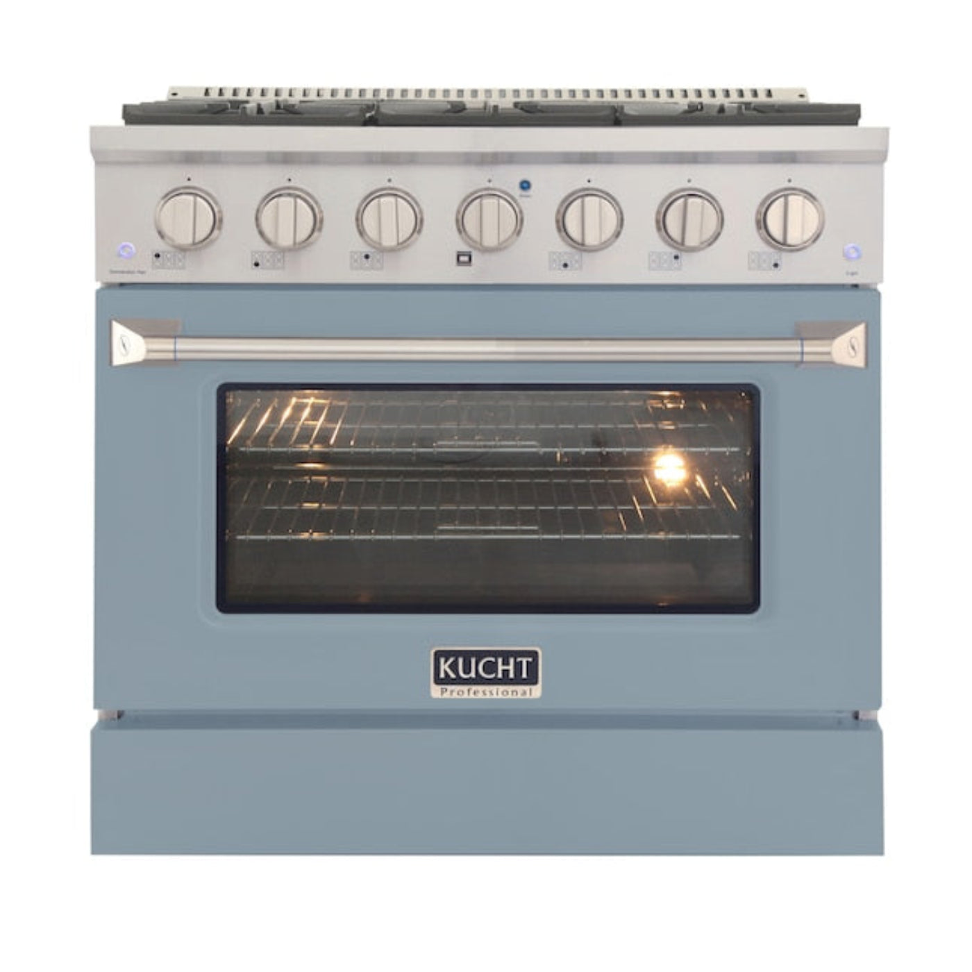 Kucht Professional 36" 5.2 cu ft. Propane Gas Range in Light Blue with Silver Accents -  KNG361/LP-LB