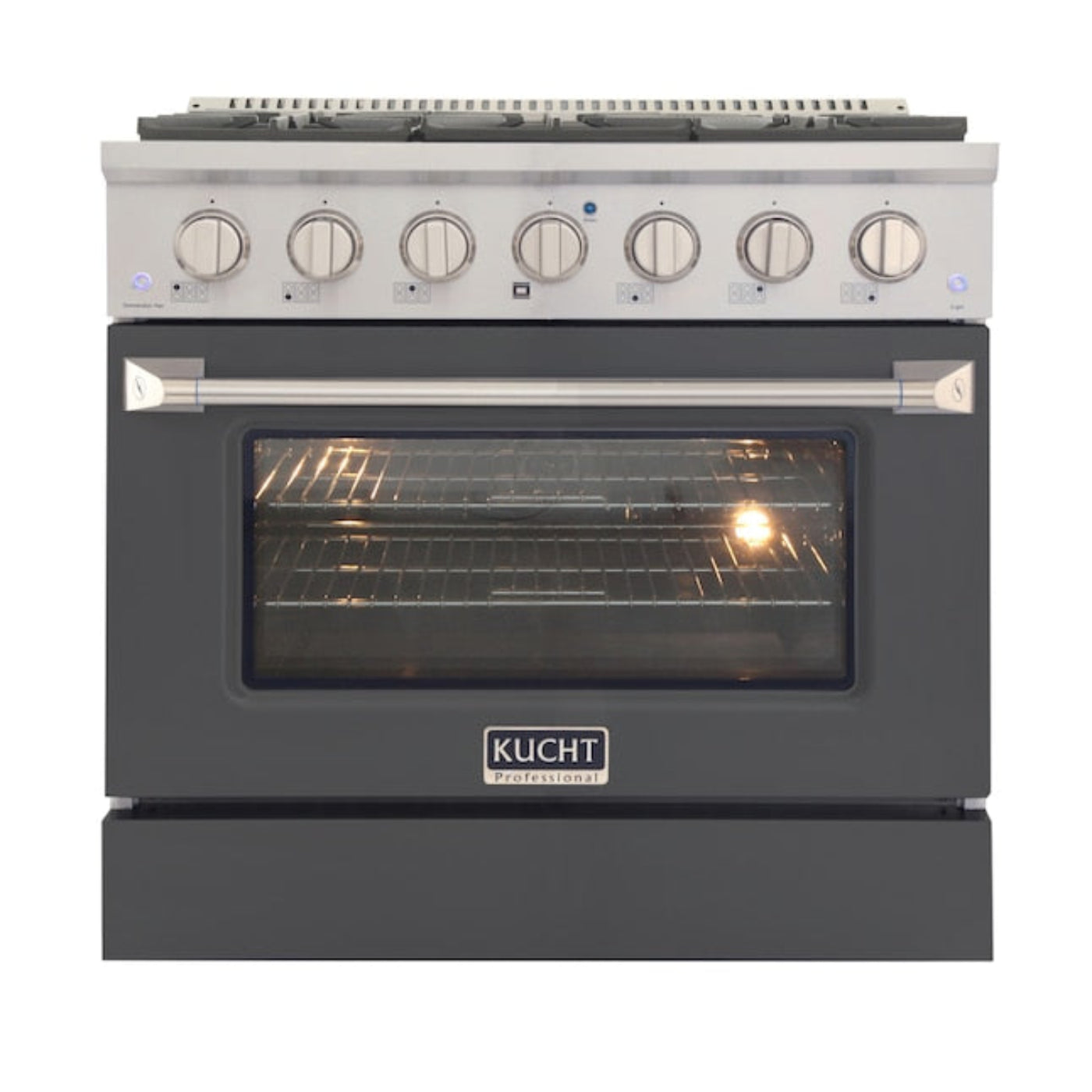 Kucht Professional 36" 5.2 cu ft. Natural Gas Range in Cement Gray with Silver Accents -  KNG361-GR