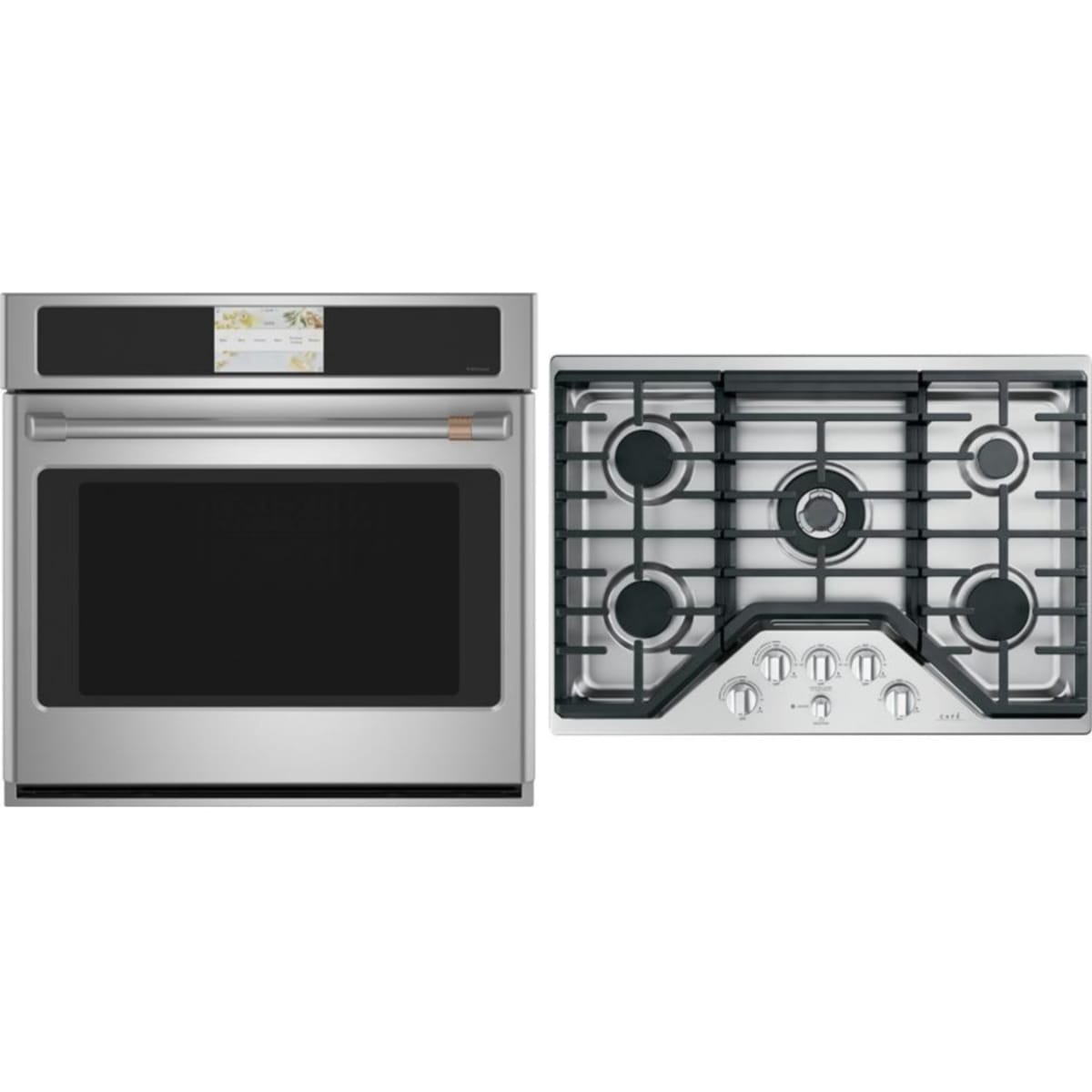 Cafe 2-Piece Package CGP95302MS1 30 Inch Gas Cooktop and CTS70DP2NS1 30 Inch Single Convection Smart Electric Wall Oven
