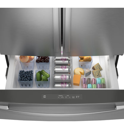 GE 23.2 Cu. Ft. Smart 4-Door French-Door Fridge, Counter-Depth - PJE23BYWFS-KT