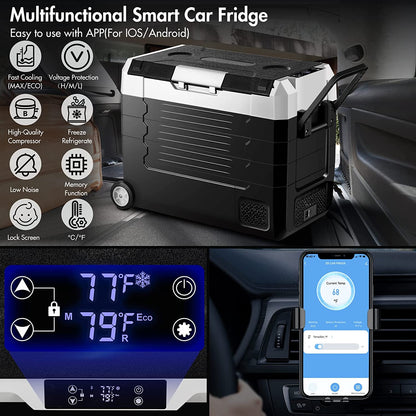 AOBOSI Portable Fridge on Wheels with Foldable Handles 59qt/55L - CE-EA55-BKW