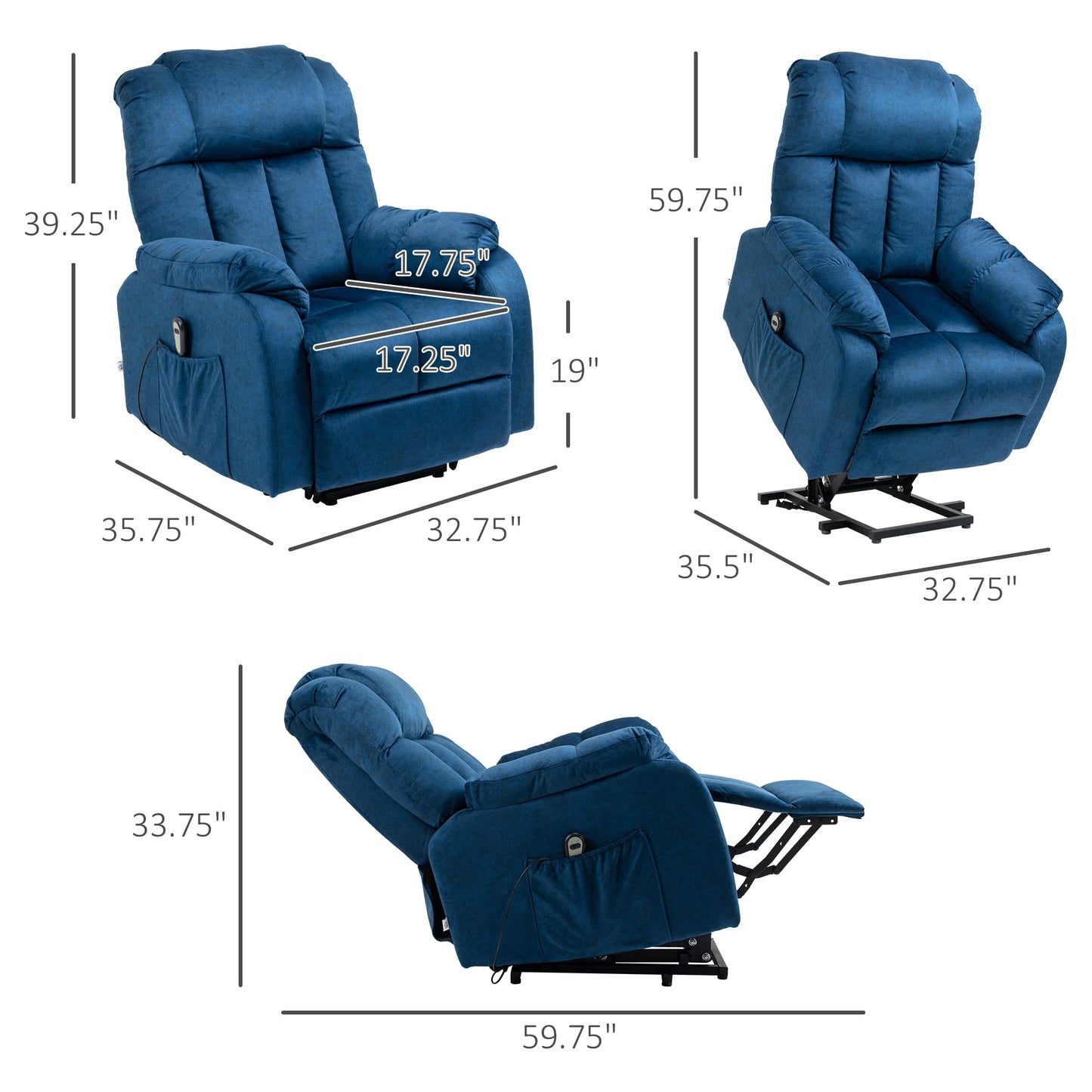 HomCom Power Lift Chair, Electric Recliner for The Elderly, Compact Living Room Chair - B09MYGQ94R-1