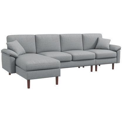 HomCom Reversible L-Shaped Sleeper Sectional Sofa, Gray - B0CVX1N2B8