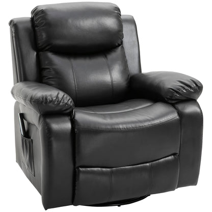 HomCom PU Leather Massage Recliner Chair, Swivel Rocker Sofa with Remote Control, Footrest, - B0BG7VCSHM