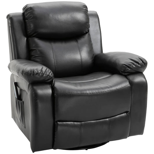 HomCom PU Leather Massage Recliner Chair, Swivel Rocker Sofa with Remote Control, Footrest, - B0BG7VCSHM