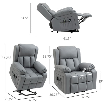 HomCom Electric Power Lift Recliner Chair, PU Leather Reclining Chair with Vibration Massage, - B0CNG99YFX