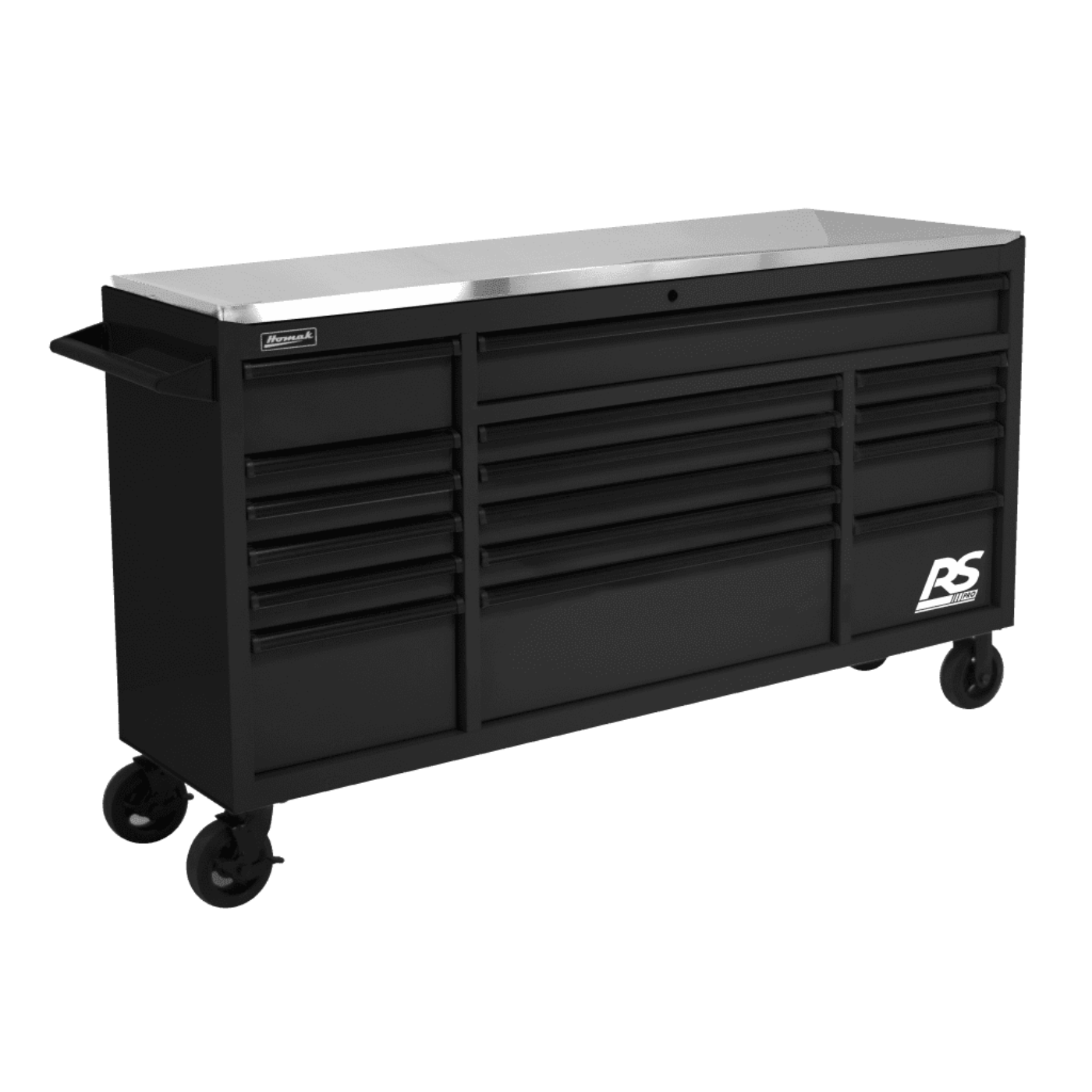 Homak  72” RS Pro Series 16 Drawer Roller Cabinet with Stainless Steel Top - BK04072164
