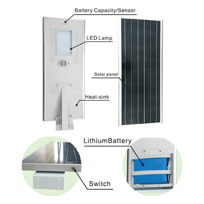 AVS Energy Solar LED Street Light 100 Watt 11000 Lumens 5000K Parking Lot Light Solar All in One Street Light  - AVS-AI1-100W