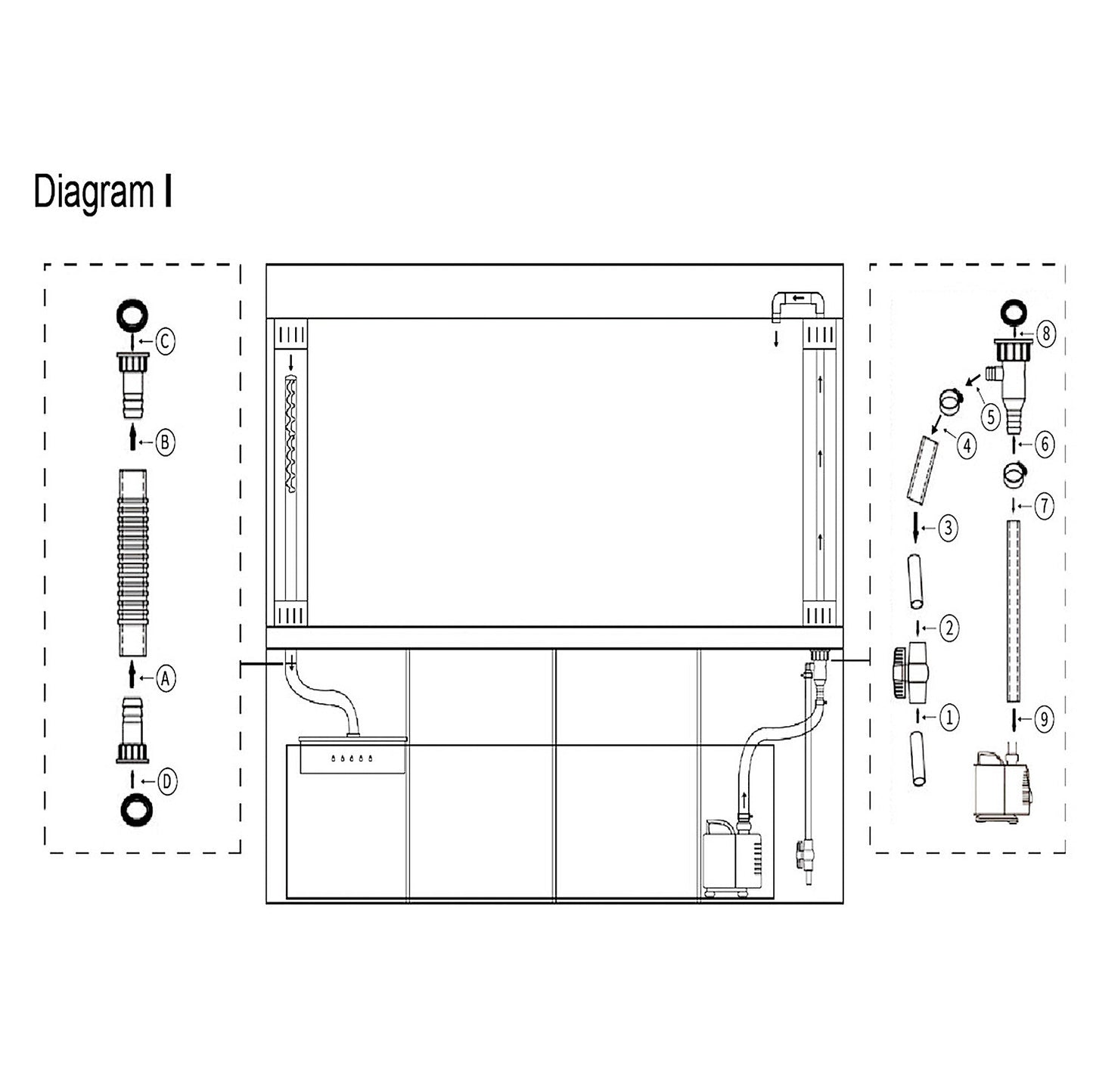 Aqua Dream 135 Gallon Tempered Glass Aquarium Black AD-1260-ABK
