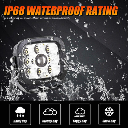 Auxbeam 6Pcs 5 Inch 110W White/Amber LED Pods Lights with Power Harness - GP00011283