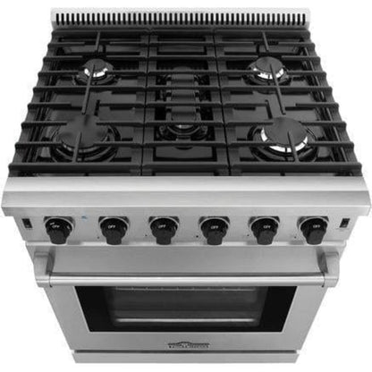Thor Kitchen Appliance Package - 30 in. Natural Gas Range, Range Hood, Microwave Drawer, Refrigerator, Dishwasher, AP-LRG3001U-7