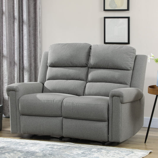 HomCom 2 Seater Recliner Sofa with Manual Pull Tab, Fabric Reclining Sofa, RV Couch, Home - B08TT573TL-1