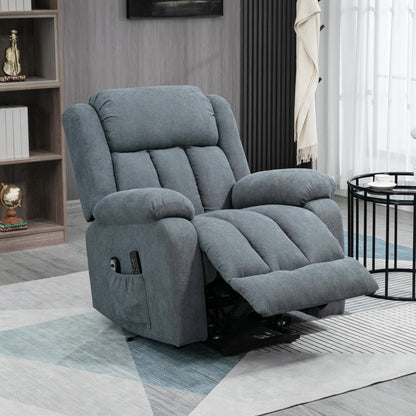 HomCom Power Lift Chair for Elderly Big and Tall with Massage, Linen Fabric Upholstered Recliner - B0B769TVRJ