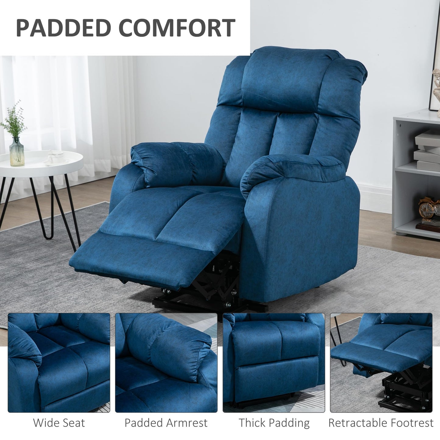 HomCom Power Lift Chair, Electric Recliner for The Elderly, Compact Living Room Chair - B09MYGQ94R-1