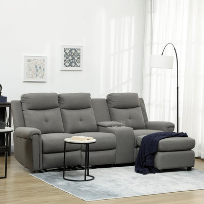 HomCom L-Shaped Sofa, Manual Reclining Sectional with Chaise Ottoman, Storage Console - B08VQ9L5S7