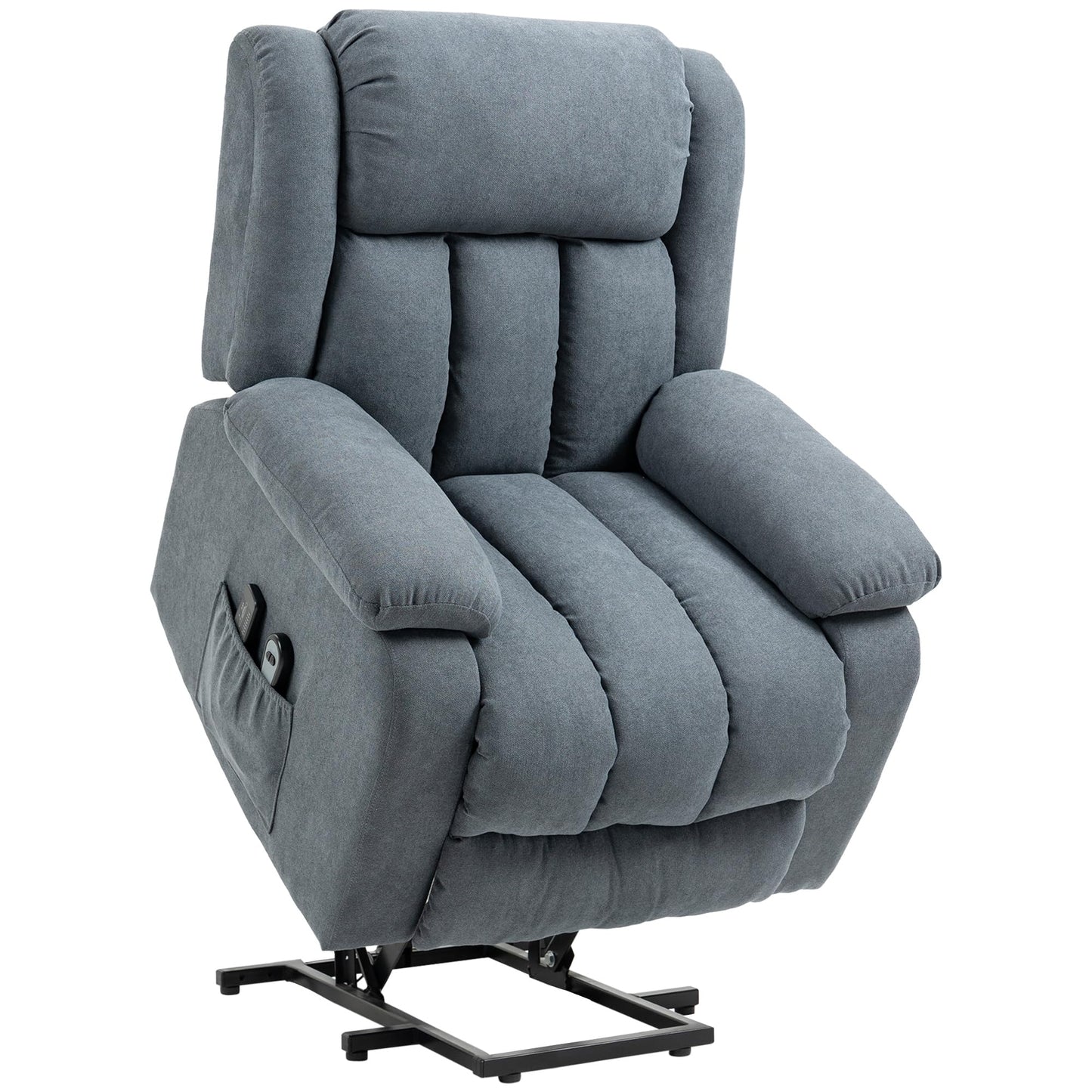 HomCom Power Lift Chair for Elderly Big and Tall with Massage, Linen Fabric Upholstered Recliner - B0B769TVRJ