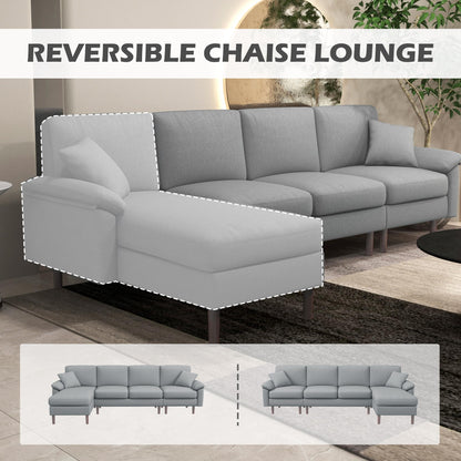 HomCom Reversible L-Shaped Sleeper Sectional Sofa, Gray - B0CVX1N2B8