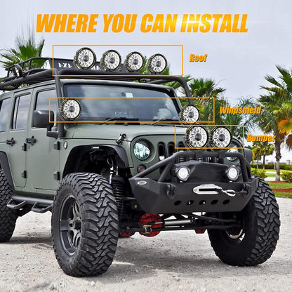 Auxbeam (2pcs/4pcs set) 7 Inch 230W 33332LM 360-PRO Series Custom Lens Offroad LED Driving Lights for 2008 Chevy Silverado 1500 Chevy Silverado 2500 3500 - GP00008379