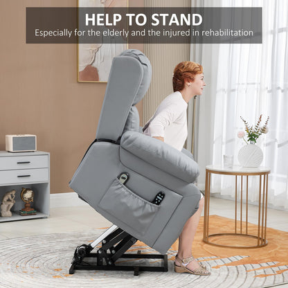 HomCom Electric Power Lift Recliner Chair, PU Leather Reclining Chair with Vibration Massage, - B0CNG99YFX