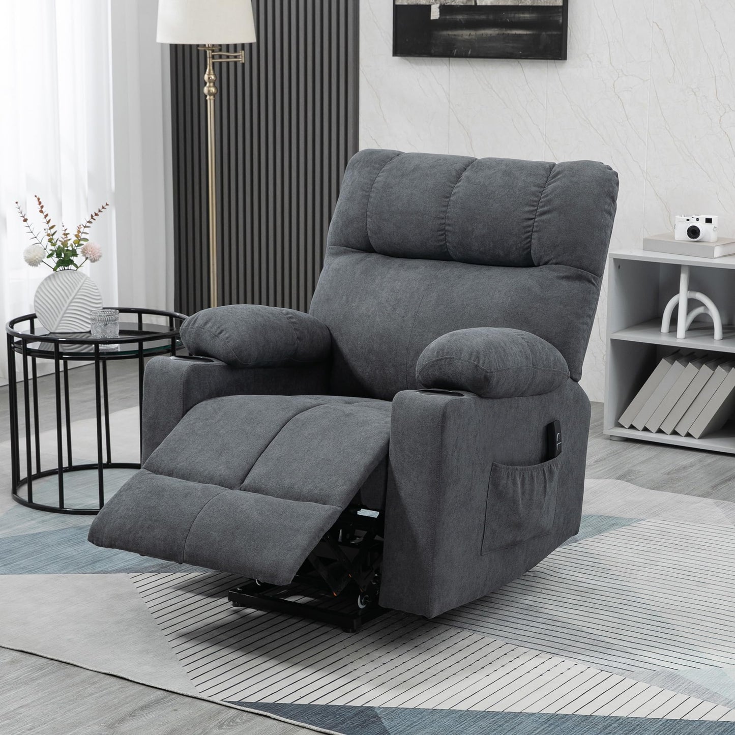 HomCom Electric Power Lift Chair Recliners for Elderly, Oversized Living Room Recliner Chair - B0CL3RYV4P-1