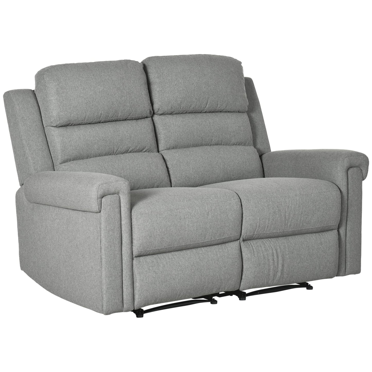 HomCom 2 Seater Recliner Sofa with Manual Pull Tab, Fabric Reclining Sofa, RV Couch, Home - B08TT573TL-1