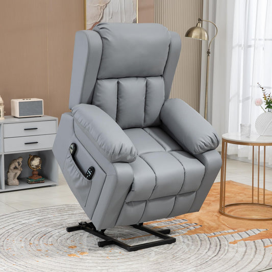 HomCom Electric Power Lift Recliner Chair, PU Leather Reclining Chair with Vibration Massage, - B0CNG99YFX