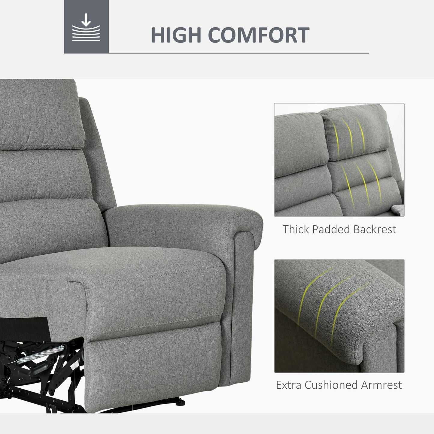 HomCom 2 Seater Recliner Sofa with Manual Pull Tab, Fabric Reclining Sofa, RV Couch, Home - B08TT573TL-1