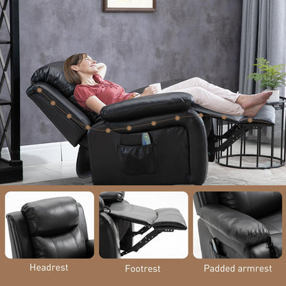 HomCom PU Leather Massage Recliner Chair, Swivel Rocker Sofa with Remote Control, Footrest, - B0BG7VCSHM