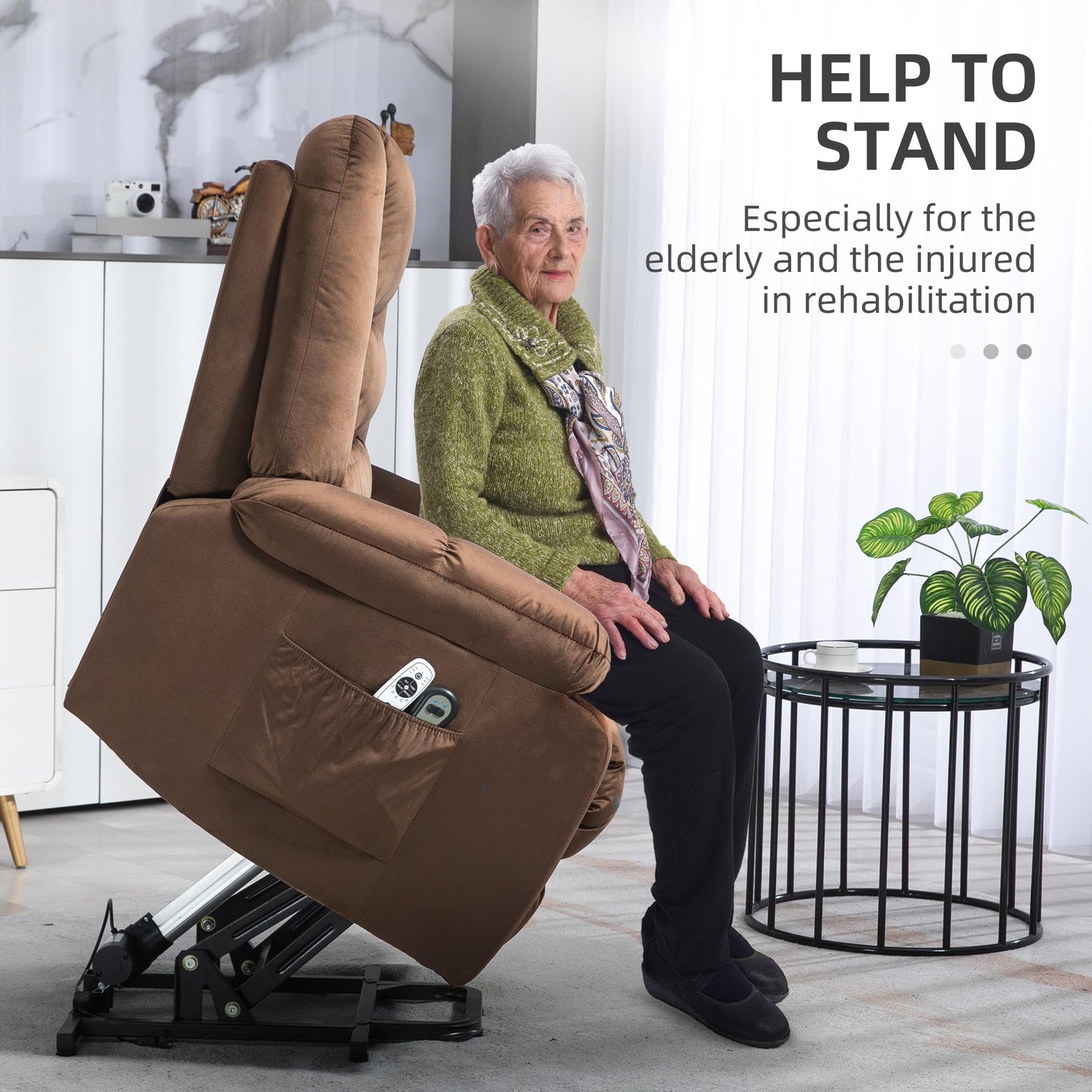 HomCom Power Lift Recliner Chair, Ergonomic Massage, Dark Brown - B0CTY2JHYZ-1