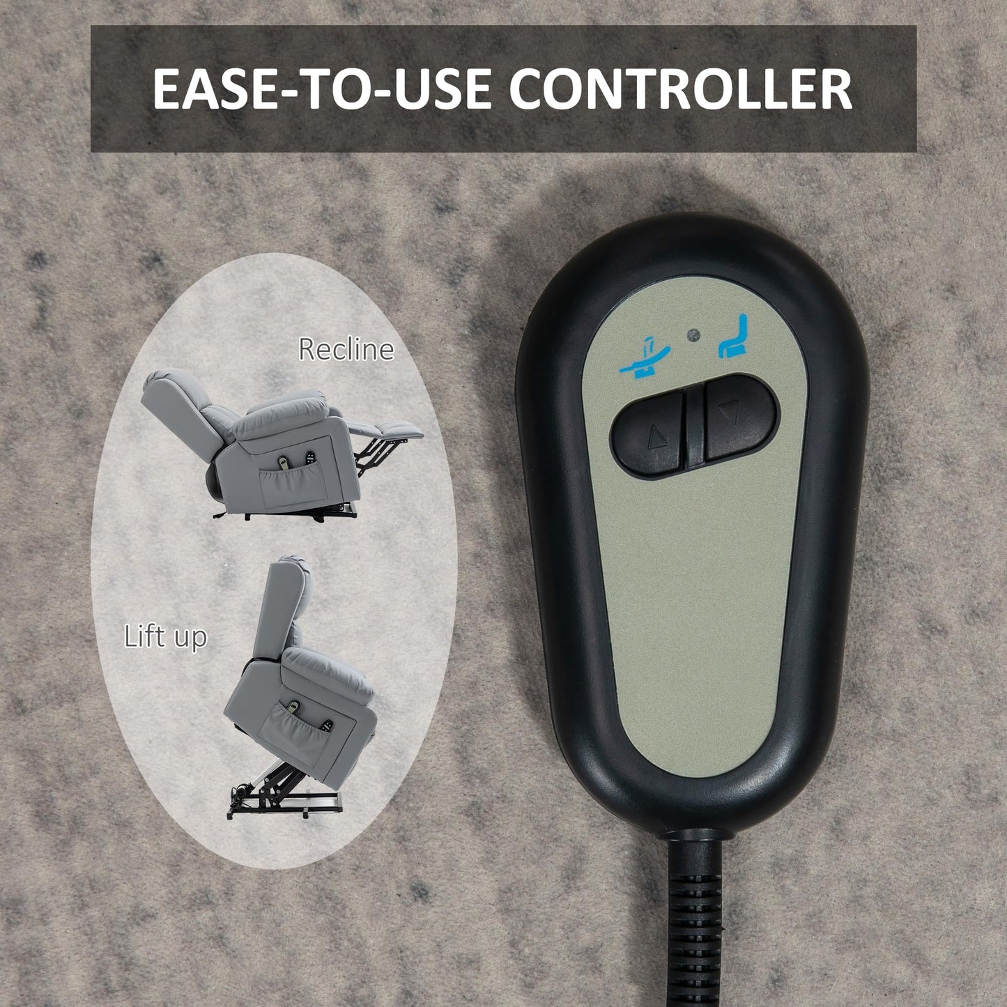 HomCom Electric Power Lift Recliner Chair, PU Leather Reclining Chair with Vibration Massage, - B0CNG99YFX