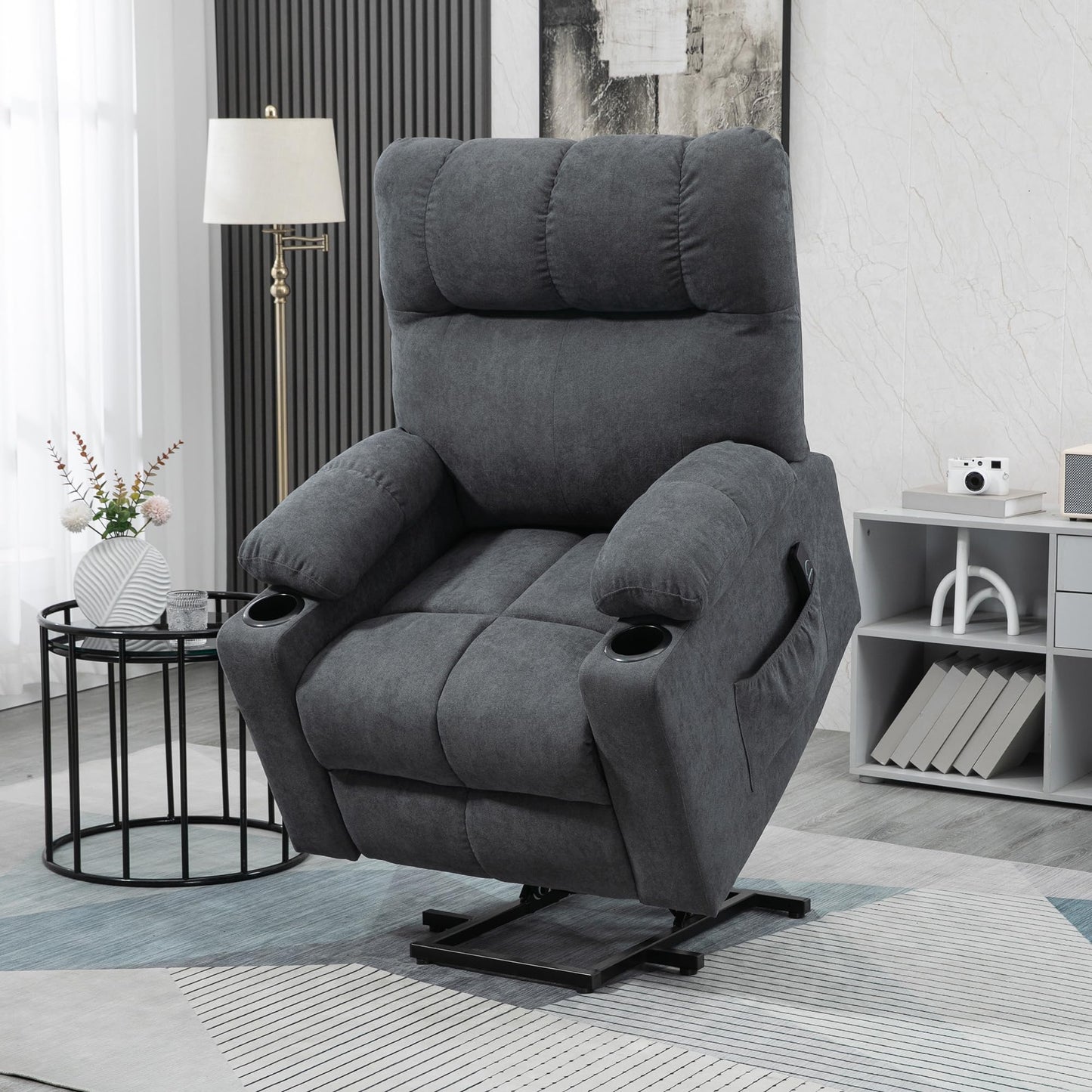 HomCom Electric Power Lift Chair Recliners for Elderly, Oversized Living Room Recliner Chair - B0CL3RYV4P-1