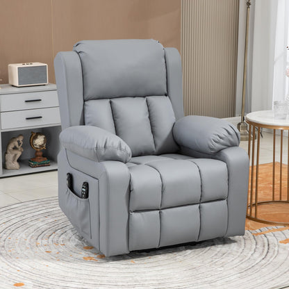 HomCom Electric Power Lift Recliner Chair, PU Leather Reclining Chair with Vibration Massage, - B0CNG99YFX