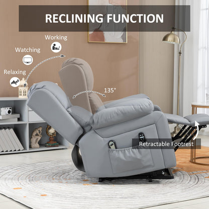 HomCom Electric Power Lift Recliner Chair, PU Leather Reclining Chair with Vibration Massage, - B0CNG99YFX