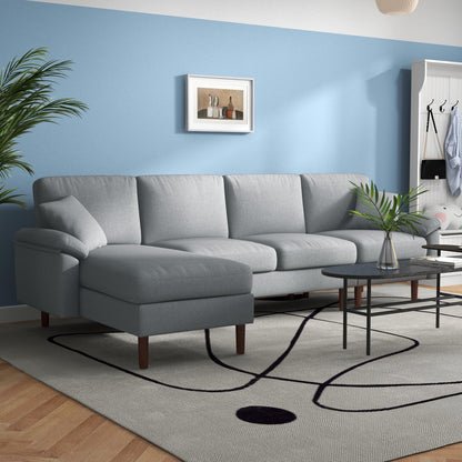 HomCom Reversible L-Shaped Sleeper Sectional Sofa, Gray - B0CVX1N2B8