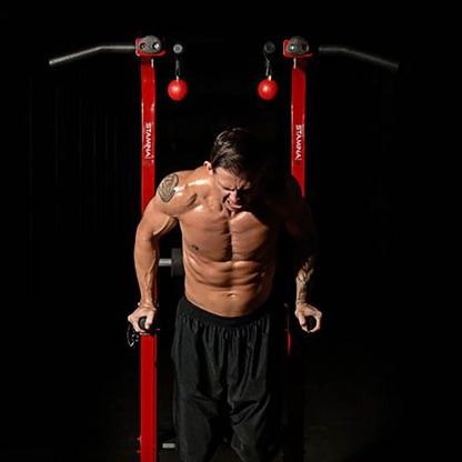 Stamina X Fortress Power Tower Home Gym Pull Up Fitness Workout Station, Red - 88791