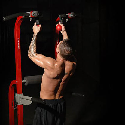 Stamina X Fortress Power Tower Home Gym Pull Up Fitness Workout Station, Red - 88791