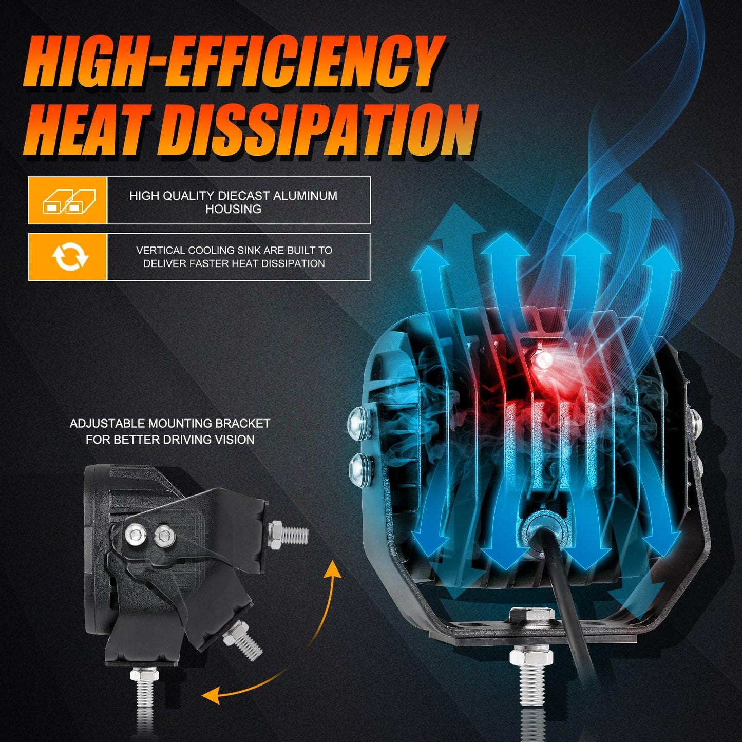 Auxbeam 6Pcs 5 Inch 110W White/Amber LED Pods Lights with Power Harness - GP00011283