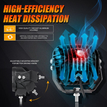 Auxbeam 6Pcs 5 Inch 110W White/Amber LED Pods Lights with Power Harness - GP00011283